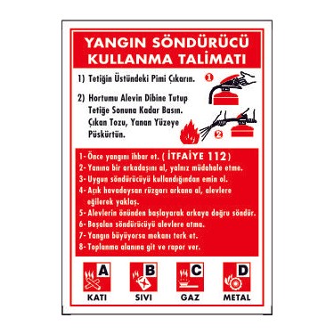 YANGIN SÖNDÜRÜCÜ KULLANMA TALİMATI